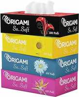 Origami 2 Ply Facial Tissue Box | Car Tissue - Pack of 4 (100 Pulls Per Box, 400 Sheets) 