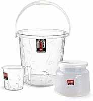 Cello Petal Bathroom Set of 3 PCs, Small, Transparent, Plastic