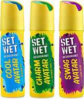 SET WET Deodorant Spray Perfume Cool, Charm & Swag Avatar for men, 150ml (Pack of 3)