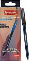 Reynolds SMOOTHMATE 10 CT BOX - BLACK | Ball Point Pen Set With Comfortable Grip | Pens For Writing | School and Office Stationery | Pens For Students | 0.7 mm Tip Size