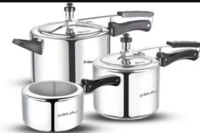 (Lowest) BAJAJ (Set of 3) 2 L, 3 L, 5 L Pressure Cooker  (Aluminium)
