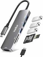 Verilux® USB C Hub Multiport Adapter- 6 in 1 Portable Aluminum Type C Hub with 4K HDMI Output, USB 2.0/3.0 Ports, SD/Micro SD Card Reader Compatible for MacBook Pro 2016-2020, MacBook Air 2018-2020