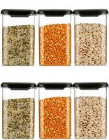 NANCY VILLA Plastic Grocery Container - 1200 ml  (Pack of 6, Black)