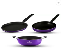 Prestlee Non-Stick Aluminium Mini Cookware Set (Tawa, Fry Pan, Kadhai), Purple Non-Stick Coated Cookware Set  (Aluminium, 3 - Piece)