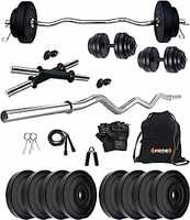 Kore PVC 10-40 Kg Home Gym Set with One 3 Ft Curl and One Pair Dumbbell Rods with Gym Accessories