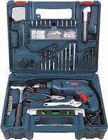 Bosch Professional GSB 500 RE Corded-Electric Drill Tool Set, 10 mm (Blue), 500 Watt, (100 Pc Accessory Set)