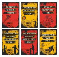 VantageKart Start, Know, Time, Listen, Speak, Work Inspirational Motivational Self Adhesive Wall Posters For Home & Office Decor (Paper, 18x12-inch, Red) - Set of 6 @ 220/-