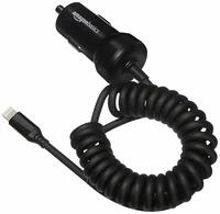 [Lowest]AmazonBasics Apple Certified High Speed Lightning Car Charger for Apple Devices with Coiled Cable- 5V 12W - 1.5 Foot 