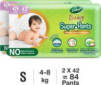 Dabur Baby Super Pants | Diaper Infused with Aloe Vera, Shea Butter & Vitamin E | Insta-Absorb Technology - S  (84 Pieces)