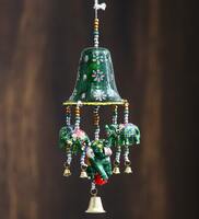 Multicolor Metal Handcrafted Decorative Elephant Hanging Bell, By eCraftIndia
