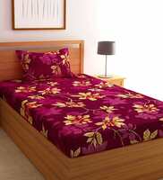 Purple Floral 200 TC Poly Cotton 1 Single Bedhseet with 1 Pillow Cover, pf-share-iconShare By FLORIDA