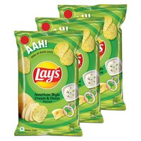 Lay's Potato Chips - American Style Cream & Onion Flavour, 90g/100g/104g(Pack of 3) @89 Effectively