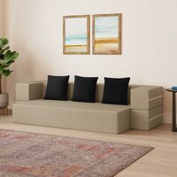Solimo Casaan 3 Seater Foldable Sofa Cum Bed (PU Foam with Fabric, Beige, 75x48x10 inches)