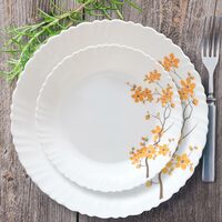 Athome Arias Fluted Blossom Ride Dinner Set - 33 Pieces Microwave and Dishwasher Safe