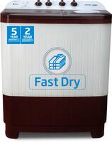 Voltas Beko by A Tata Product 8.5 kg 5 star rated Washing Machine with Fast Dry, Double Waterfall, 5 Wing Pulsator, Buzzer Semi Automatic Top Load Maroon, White  (WTT85DBRTF)