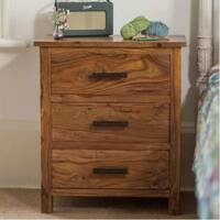 Allie Wood Rosewood (Sheesham) Solid Wood Bedside Table (Finish Color - Brown Finish, Pre-assembled)