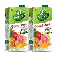 B Natural Mixed Fruit, Goodness of fiber, Rich in Vitamin C & E, 1 litre (Pack of 2) 