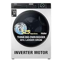 Haier 8 Kg 5 Star Inverter Motor Fully Automatic Front Load Washing Machine Appliance (525 Super Drum, 2023 Model, White)