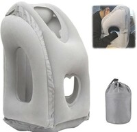 PALAY® Inflatable Travel Pillow, Inflatable Neck Air Pillow for Sleeping, Support Head, Chin, Neck and Lumbar, Avoid Neck & Shoulder Pain, Comfortable for Airplane, Car, Polyvinyl Chloride, Grey 