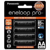 Panasonic eneloop pro Ni‐MH AA Rechargeable Battery,  2550 mAh capacity, Pack of 4