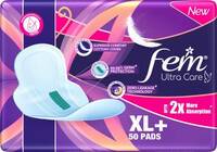 Fem Ultracare XL Plus Sanitary Napkins | Provides Up to 2X More Absorption Sanitary Pad  (Pack of 50)