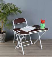 The Tickle Toe Foldable Study Table and Chair Set for Kids Boy and Girl 59L x 39W x 44H cm; Chair: 28L x 28W x 54H cm (Brown)