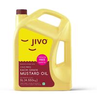 Jivo Premium Cold Pressed Kachi Ghani Pure Mustard Oil, 5 Litre | Healthy Cooking Oil for Daily use | [Apply ₹5 Coupon]