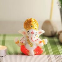 CraftVatika Polyresin Lord Ganesha Idol for Home Decor, Car Dashboard, Ganesh Murti Showpiece Gift 2.5 x 2.5 Inch