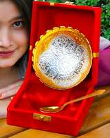 CRAZE CRAFTS Silver & Gold Plated Bowl Set for Gift | Premium Gold & Silver Bowl, Gold Bowl Silver Gold Bowl Set | Premium Wedding Return Gift | Silver & Gold Bowl Set