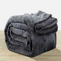 LA VERNE Self Design Double Mink Blanket for Heavy Winter  (Woollen Blend, Grey)