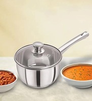 Silver 1.8 Ltrs Tri Ply Induction Base Stainless Steel Sauce Pan With Glass Lid, By Pristine