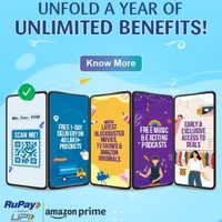 SBI RuPay CC link UPI - Get Rs 250 Amazon Discount E-voucher for Amazon Prime membership (3 months / 12 months)