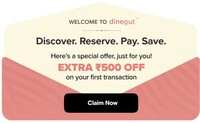 Swiggy Dineout - Flat Rs.500 off on Rs.1500 + Other offers (1st Transaction, new user)