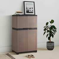 Amazon Brand - Solimo Medium Plastic Shoe Rack (Beige Colour) | Shoe Cabinet | Living Room