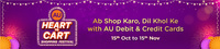 AU Heart To Cart Shopping Festival during Navratri - Assured gifts, win Iphone and Amazon vouchers, Upto 40% off on swiggy and Extra 20% off on Tata Cliq, Instamart, Blinkit, Zomato, Offers on Yatra, Ixigo, GoStor