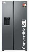 Samsung 633 L 3 Star Convertible 5-in-1 Digital Inverter Side By Side WiFi Embedded Refrigerator (RS78CG8543S9HL, Silver, Refined Inox, 2023 Model)