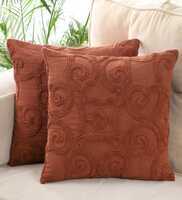 Rust Cotton Textured 16x16 inches (Set of 2) Cushion Covers By Kushadri