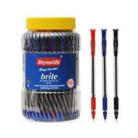 Reynolds BRITE BP - 50 COUNT | 35 BLUE | 10 BLACK | 5 RED I Lightweight Ball Pen With Comfortable Grip for Extra Smooth Writing I School and Office Stationery | 0.7mm Tip Size
