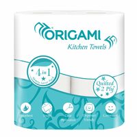 Origami 2 Ply Kitchen Tissue Paper Roll - Pack of 4 (60 Pulls Per Roll, 240 Sheets) [Apply Coupon]