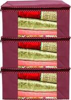 Ankit International Saree Cover High-Quality Fancy Garment Cover Storage Bag For Wardrobe Organizer Garments Storage bags-Big in size Solid Maroon saree covers Pack of 3  (Maroon)