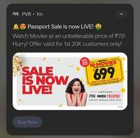 PVR Passport Sale LIVE - Watch 10 movies at Rs.699