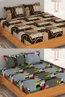 BEDSPUN Flora Collection Combo Pack of 2 Double Bedsheet with 4 Pillow Covers