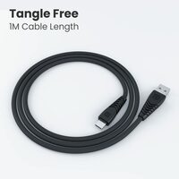 Portronics Konnect Core Type C Cable Tangle-Free with 3A Rapid Charging, 1 Meter Length(Black)