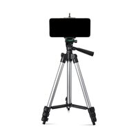 Amazon Basics Aluminum 110CM Lightweight Tripod, with Mobile Phone Holder Mount & Carry Bag for All Smart Phones, Gopro, Cameras, Silver