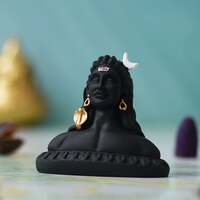 eCraftIndia Handcrafted Polyresin Black Adiyogi Lord Shiva Statue Murti for Car Dashboard Home, Pooja Room, Office Decor