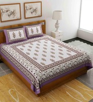 Purple Traditional 120 TC 100% Cotton Queen Bedsheet With 2 Pillow Covers, By UniqChoice