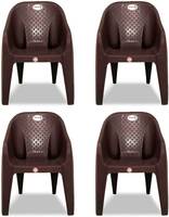 ARLAVYA Mario Model Arm Chair for Home, Garden Plastic Outdoor Chair (Brown, Set of 4, Pre-assembled)