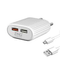 Zinq Technologies 2A Dual Port Mobile Charger for Android and iOS Devices, BIS Certified, Cable Included (White)