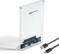 Amazon Basics 2.5" External Hard Drive Enclosure, SATA III to USB Type-C, Transparent Design