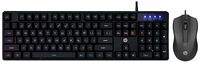 HP K300 Backlit Membrane Wired Gaming Keyboard with Mixed Color Lighting&Wired Mouse 100 with 1600 DPI Optical Sensor,USB plug-and -play,ambidextrous Design,Built-in Scrolling and 3 Handy Buttons
